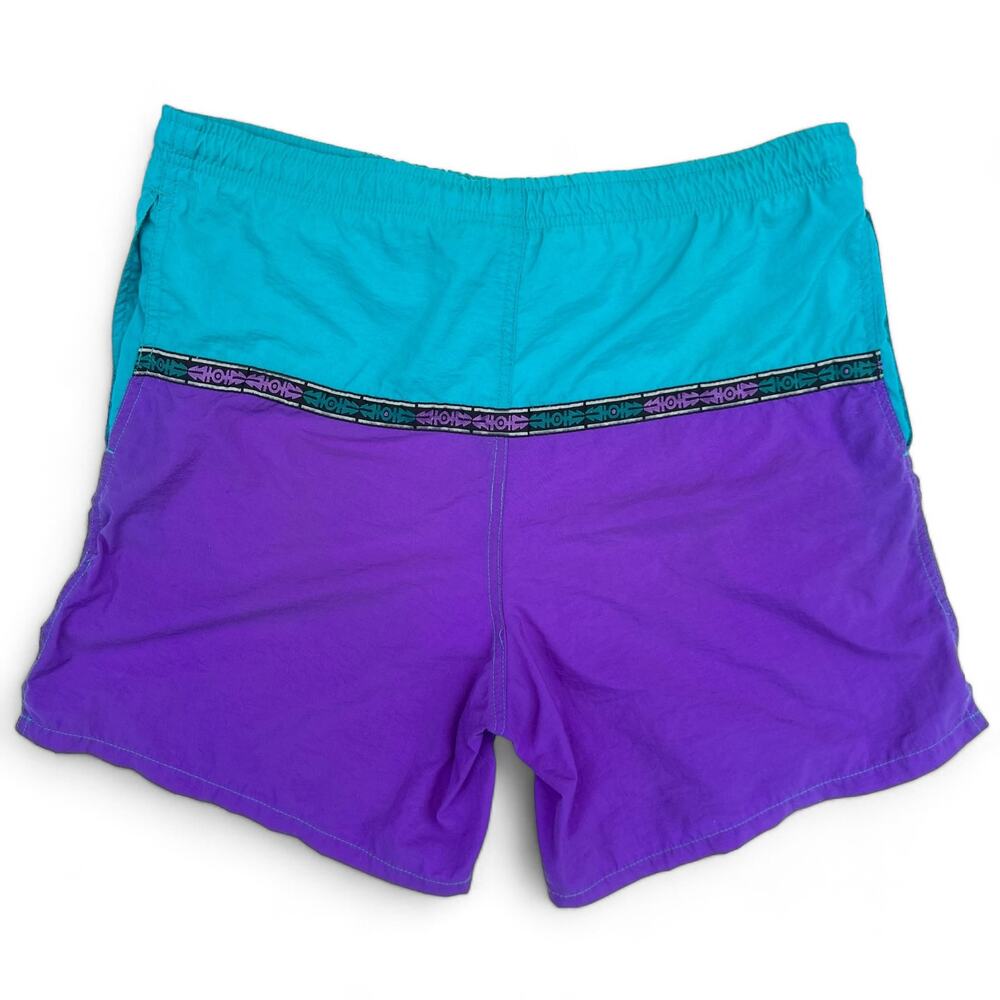 Vintage Fast Breakers Blue Purple Tribal Swim Suit Trunks Board Shorts Surf S M - Picture 2 of 10